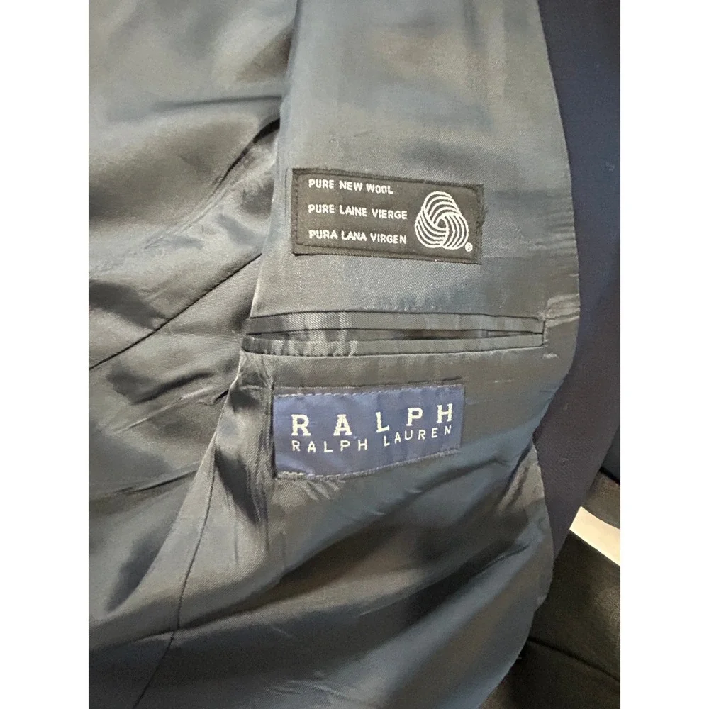 Ralph Lauren Mens 42R Navy Blue 100% Wool Blazer Sport Coat Made Canada Preppy